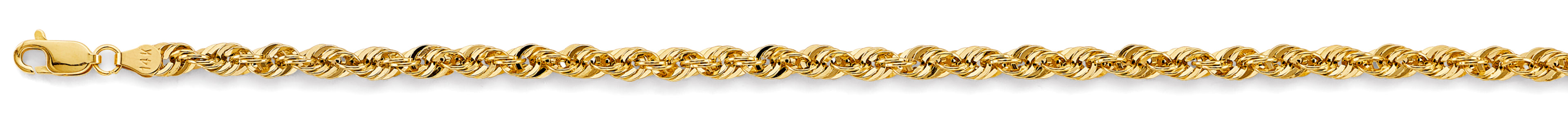 14K Yellow Gold 070(4.3 mm) French Hollow Rope