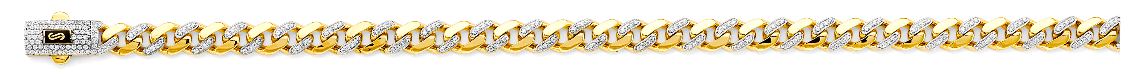 14K Two Tone Gold 6.5 mm Monaco Curb with CZ Link