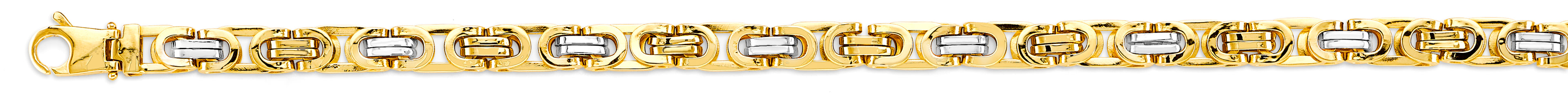 14K Two Tone Gold 6.5 mm Flat Byzantine Chain