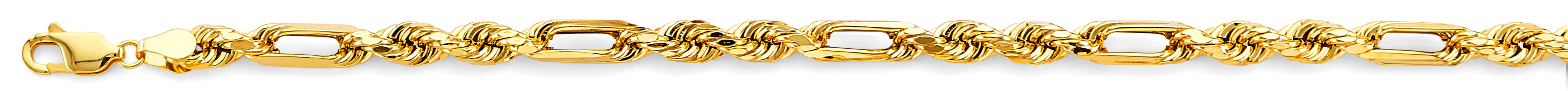 14K Yellow Gold 5 mm Hollow Figaro Rope Chain