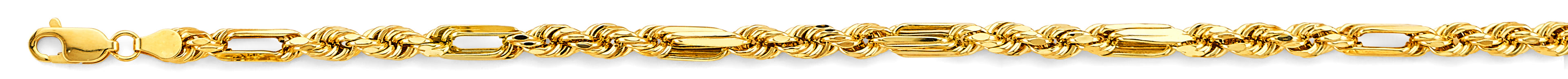 14K Yellow Gold 4 mm Hollow Figaro Rope Chain