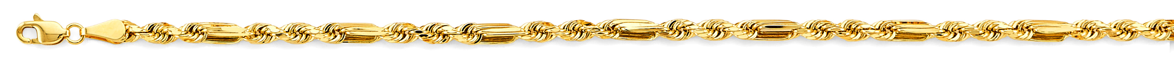 14K Yellow Gold 3.5 mm Hollow Figaro Rope Chain