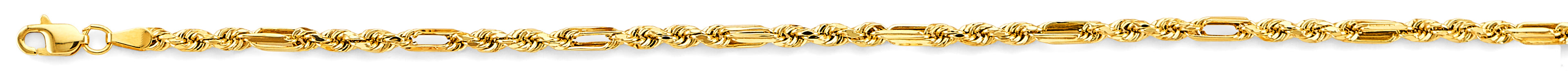 14K Yellow Gold 3 mm Hollow Figaro Rope Chain