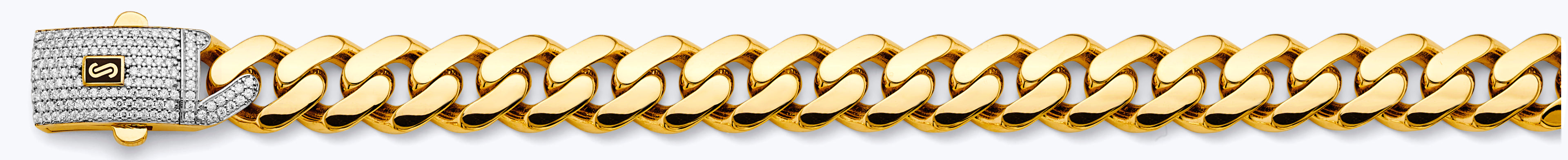 14K Two Tone Gold 13.5 mm Monaco Curb with CZ Lock