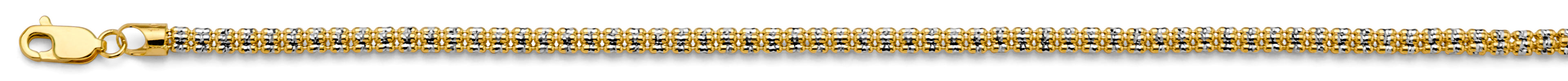 14K Two Tone Gold 5 Rows Diamond Cut Ball Chain Wp