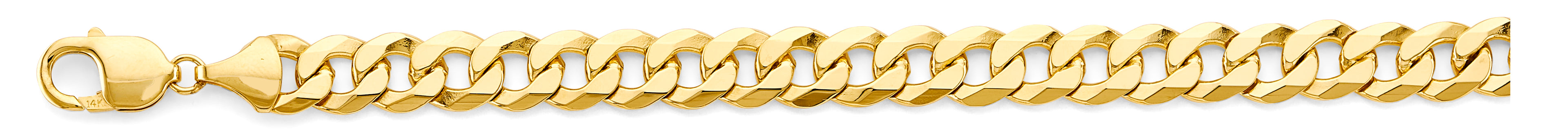14K Yellow Gold 10 mm Solid Bevelled Curb Chain