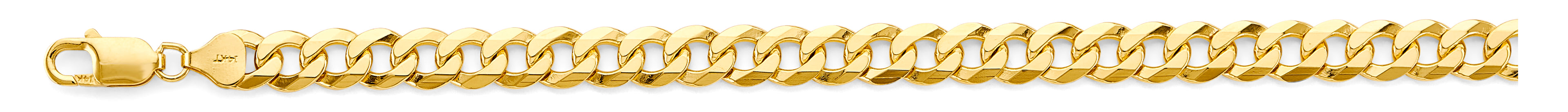 14K Yellow Gold 8 mm Solid Bevelled Curb Chain