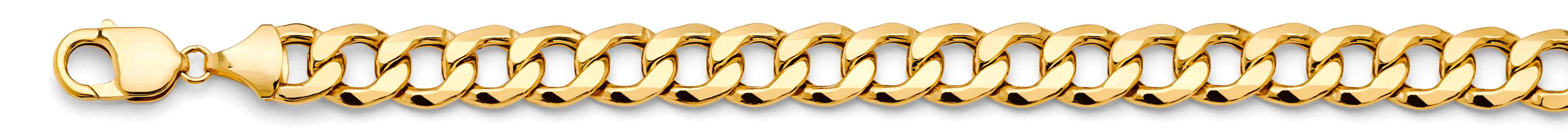 14K Yellow Gold 10.9 mm Hollow Bevelled Curb Chain