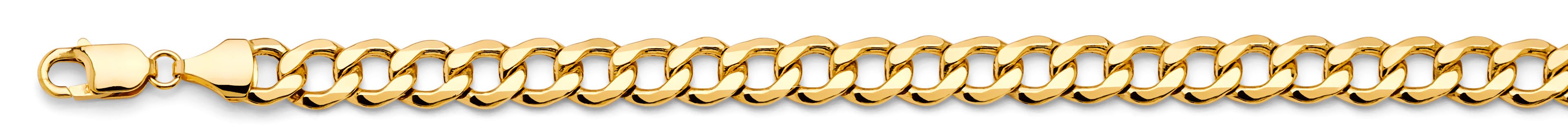 14K Yellow Gold 8.9 mm Hollow Bevelled Curb Chain