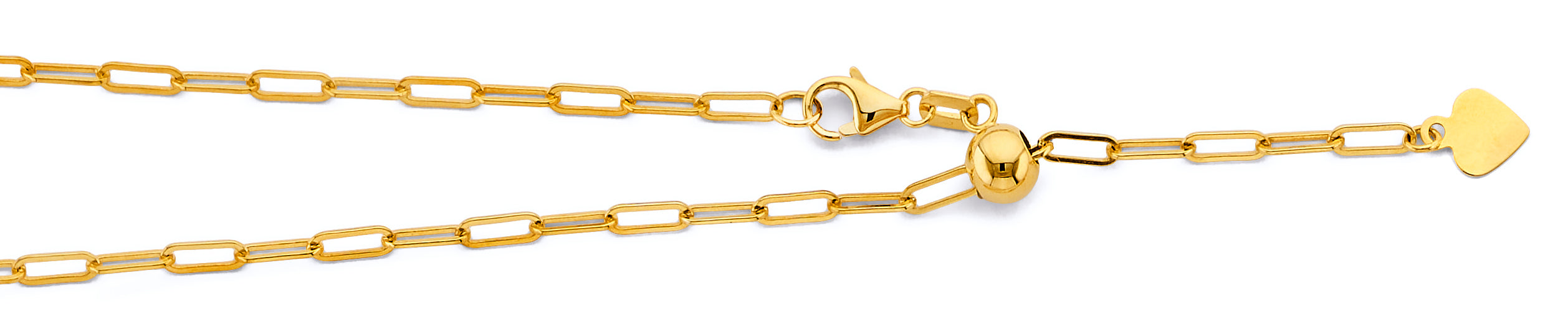 14K Yellow Gold 2 mm Adjustable Paper Clip Chain