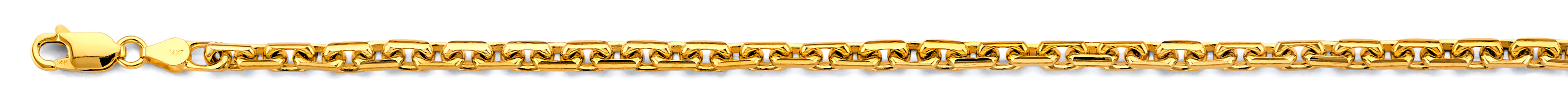 14K Yellow Gold 3.5 mm Solid Diamond Cut Cable Chain