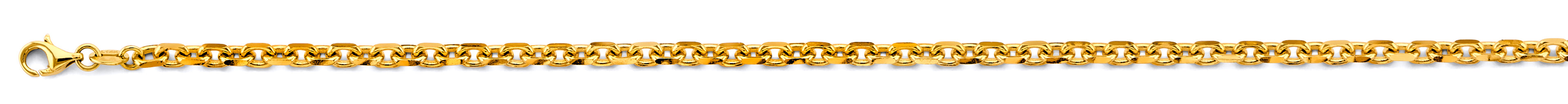 14K Yellow Gold 2.9 mm Solid Diamond Cut Cable Chain