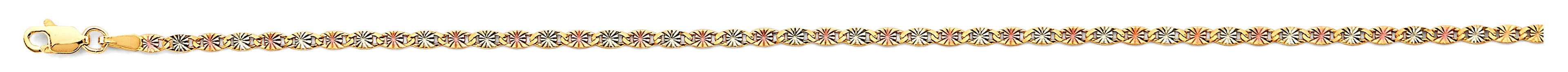 14K Yellow White Rose Gold 2.3 mm Flat Valentino Star Diamond Cut