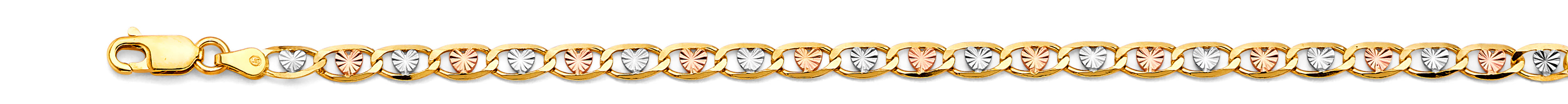 14K Yellow White Rose Gold 4.2 mm Heart Valentino Star Diamond Cut