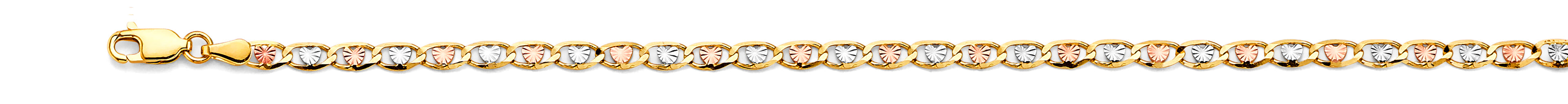 14K Yellow White Rose Gold 3.2 mm Heart Valentino Star Diamond Cut