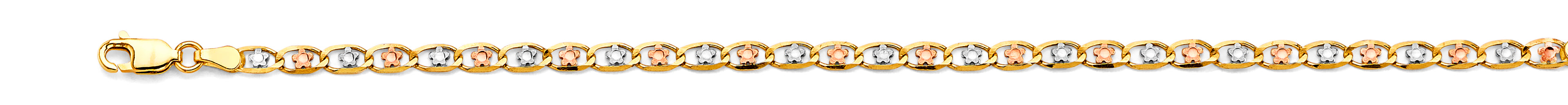 14K Yellow White Rose Gold 3.2 mm Flower Valentino Star Diamond Cut