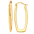 14K Yellow Gold Rectangle Hollow Earring (15X35 mm)