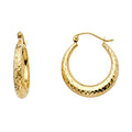 14K Yellow Gold Diamond Cut Moon Shape Hoop Earrings (20 mm)