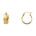 14K White Gold Side Diamond Cut Hoop Earring (15 mm)