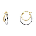 14K Two Tone Gold Two Rows Hollow Hoop Earrings (18 mm)