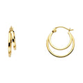 14K Two Rows Hollow Hoop Earrings (18 mm)