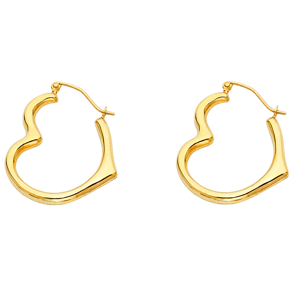 14K Yellow Gold Hollow Heart Earrings