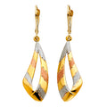14K Yellow White Rose Gold Fancy Hollow Earrings W/Lever Back