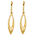 14K Yellow Gold Fancy Hollow Earrings W/Lever Back