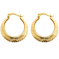 14K Yellow Gold Diamond Cut Moon Shape Hollow Earrings (22 mm)