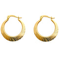 14K Yellow Gold Diamond Cut Moon Shape Hollow Earrings (22 mm)