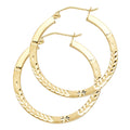 14K Yellow Gold Bud Diamond Cut Square Tube Hoop Earrings