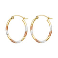 14K Yellow White Rose Gold Square Tube Oval Hoop (16X20 mm)