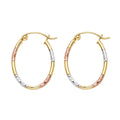 14K Yellow White Rose Gold Round Tube Oval Hoop (15X19 mm)