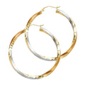 14K Yellow White Rose Gold Swirl Fancy Hoop Earrings