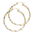 14K Two Tone Gold Diamond Cut Swirl Hoop Earring (40 mm)