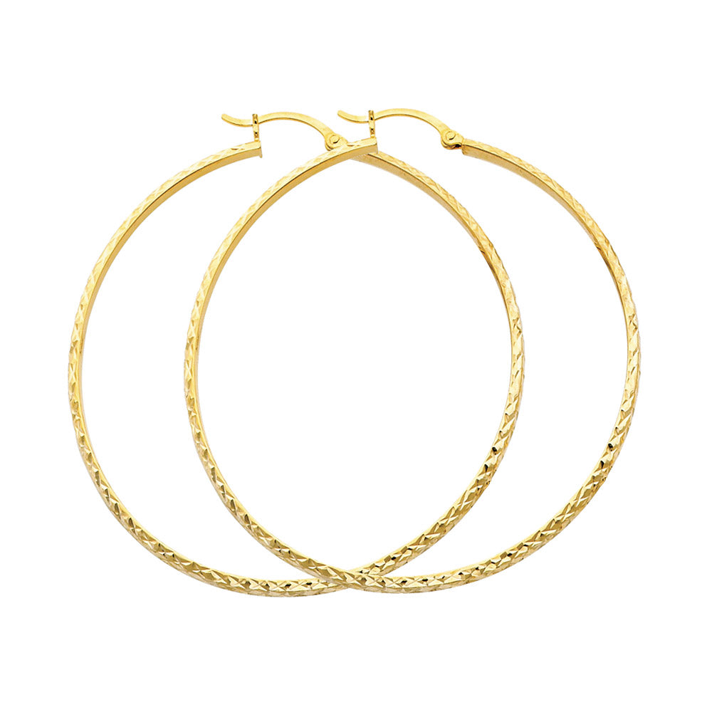 14K Yellow Gold Diamond Cut 2.8 mm H-Rd Tube Hoop