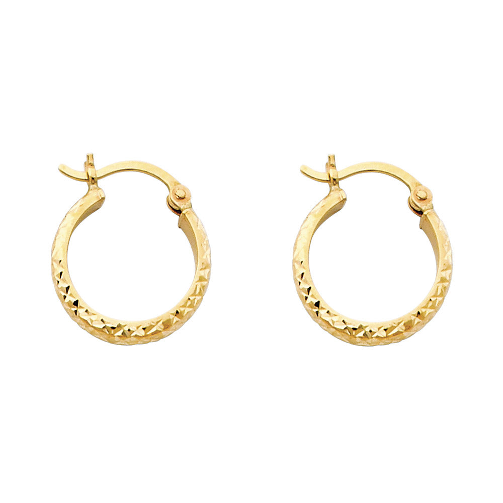 14K Yellow Gold Diamond Cut 2.8 mm H-Rd Tube Hoop
