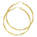14K Yellow Gold Sf Diamond Cut 2.6 mm Swirl Hoop