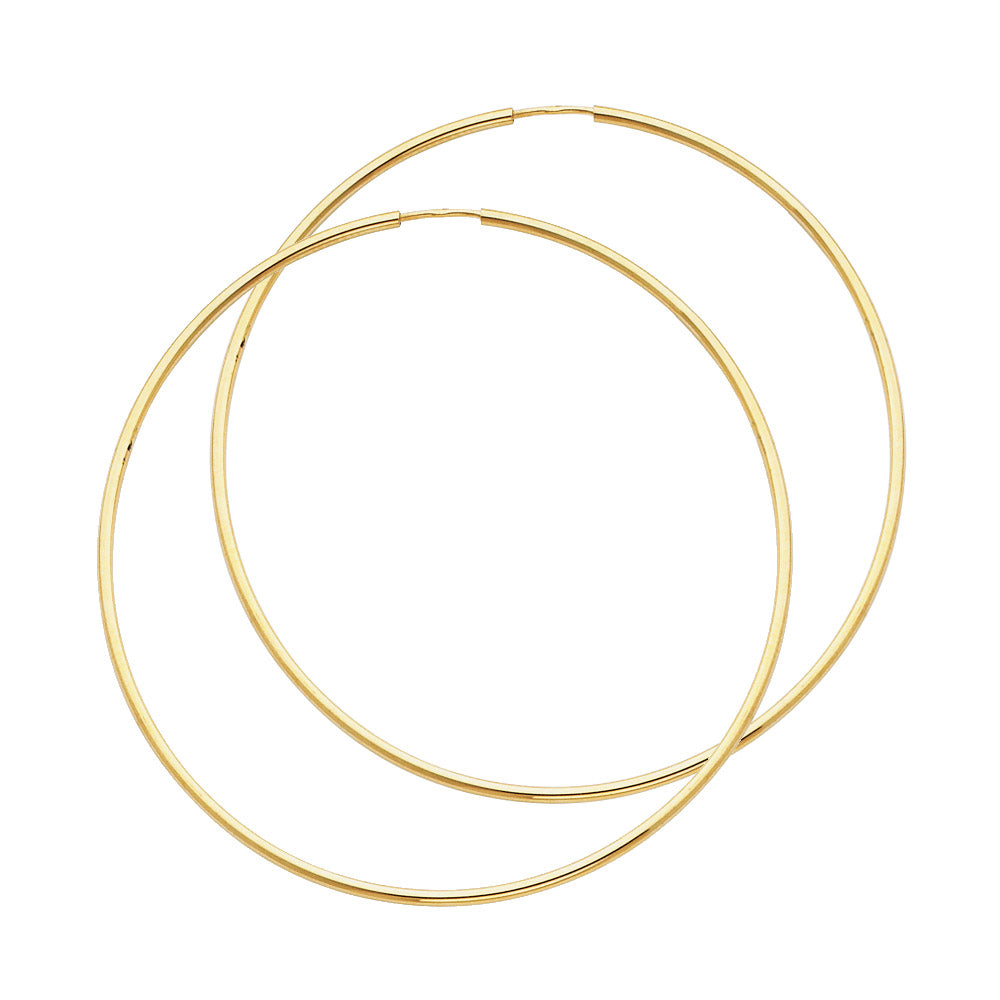 14K Yellow Gold 1.5 mm Round Tube Polished Endless Hoops