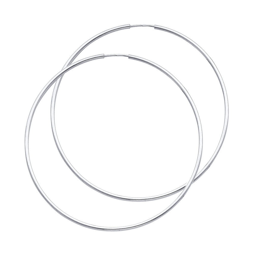 14K White Gold 1.5 mm Round Tube Polished Endless Hoops