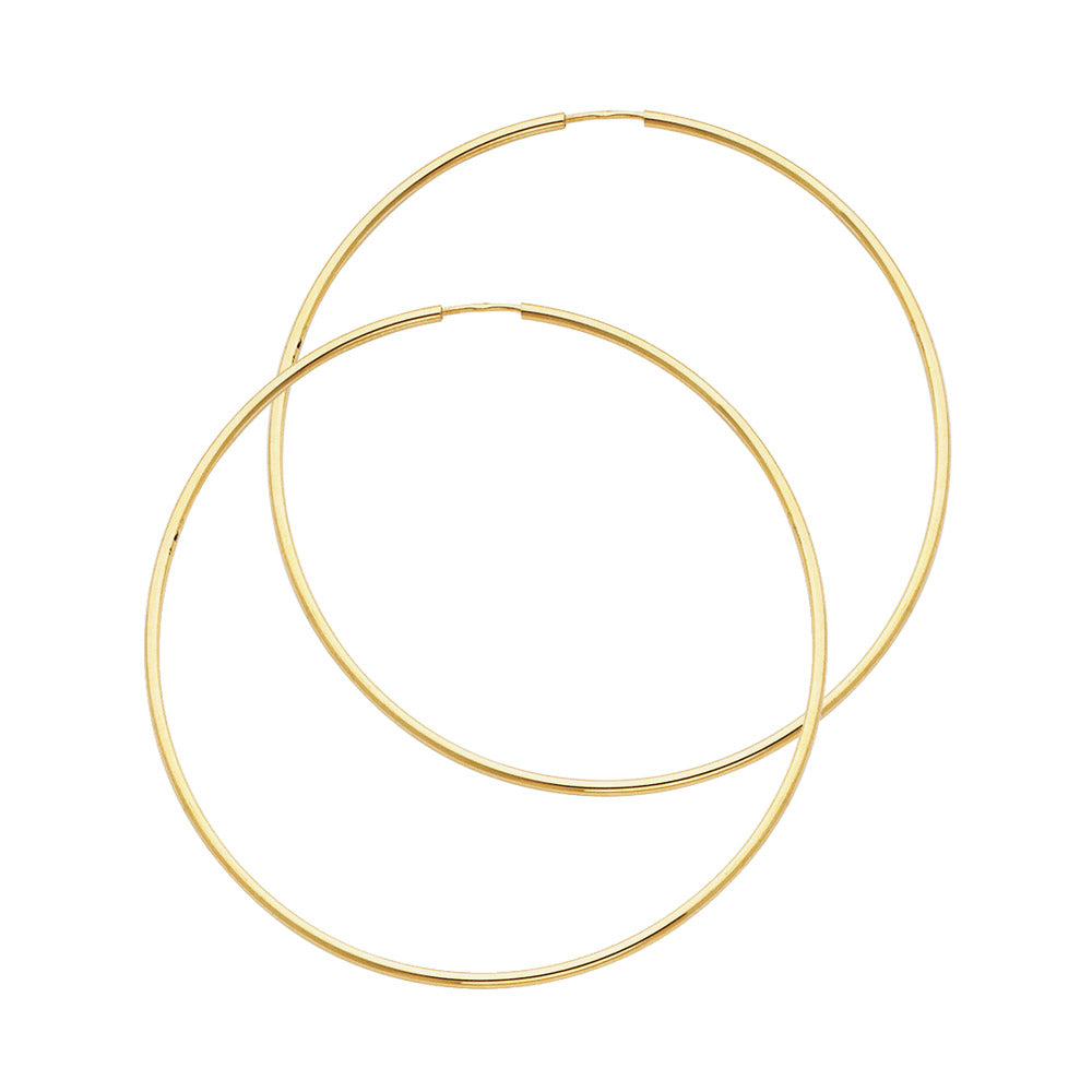 14K Yellow Gold 1.5 mm Round Tube Polished Endless Hoops