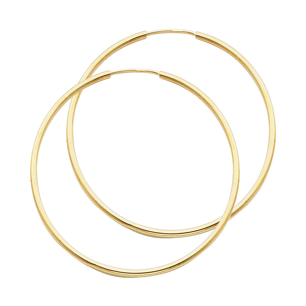 14K Yellow Gold 1.5 mm Round Tube Polished Endless Hoops
