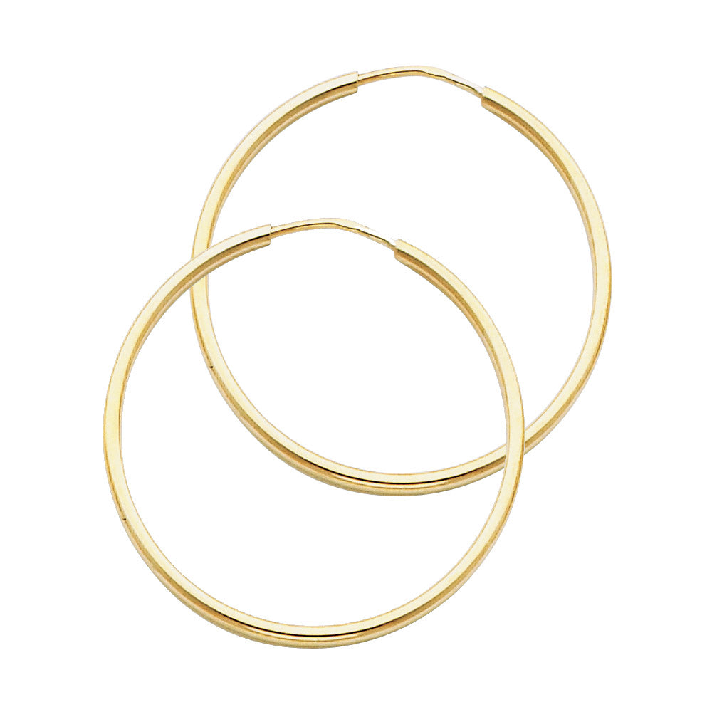 14K Yellow Gold 1.5 mm Round Tube Polished Endless Hoops