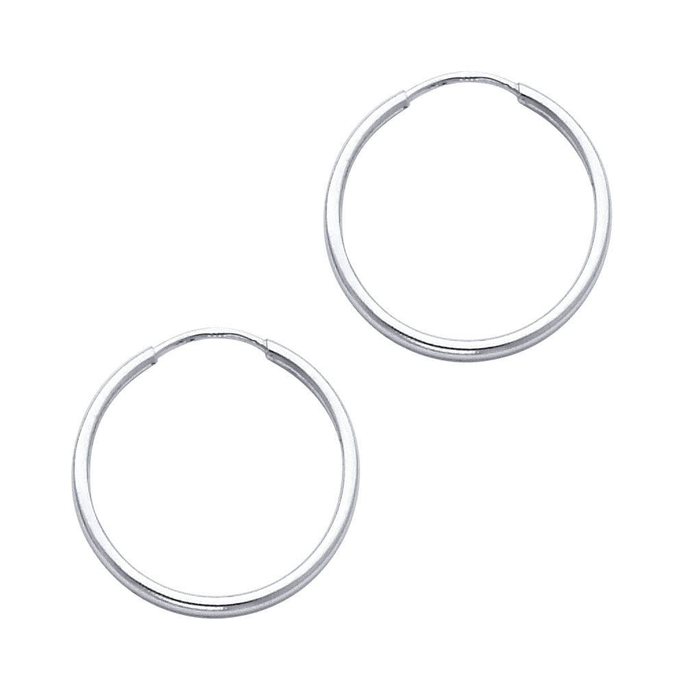 14K White Gold 1.5 mm Round Tube Polished Endless Hoops