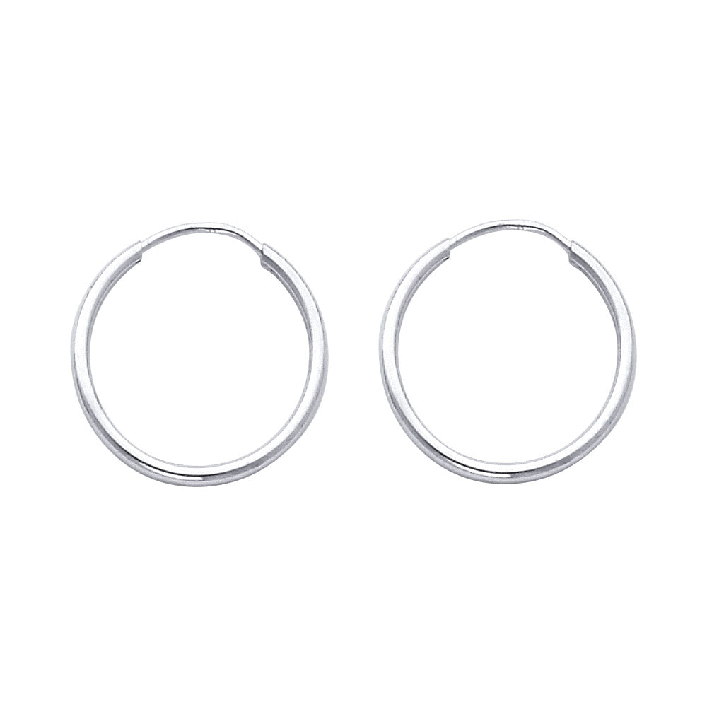 14K White Gold 1.5 mm Round Tube Polished Endless Hoops