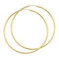 14K Yellow Gold 2 mm Round Tube Polished Endless Hoops