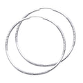 14K White Gold 2 mm Bud Diamond Cut Endless Hoop