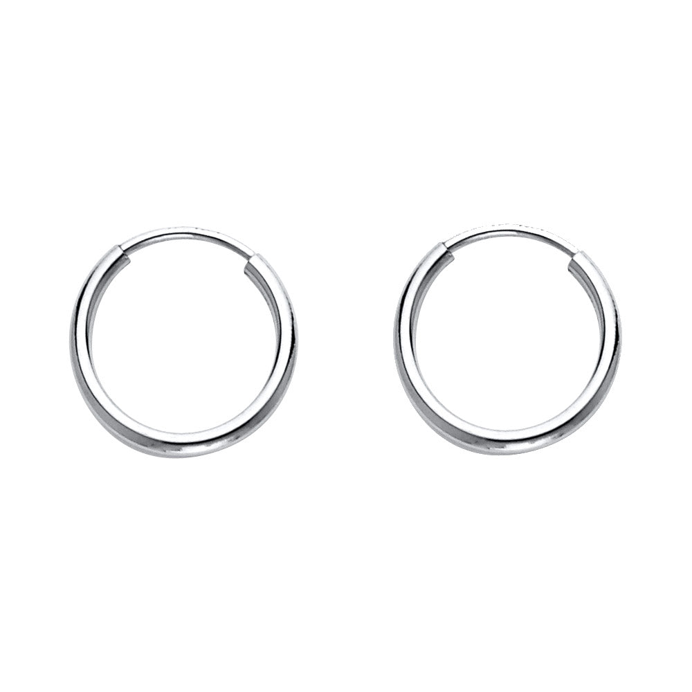 14K White Gold 1.5 mm Round Tube Polished Endless Hoops