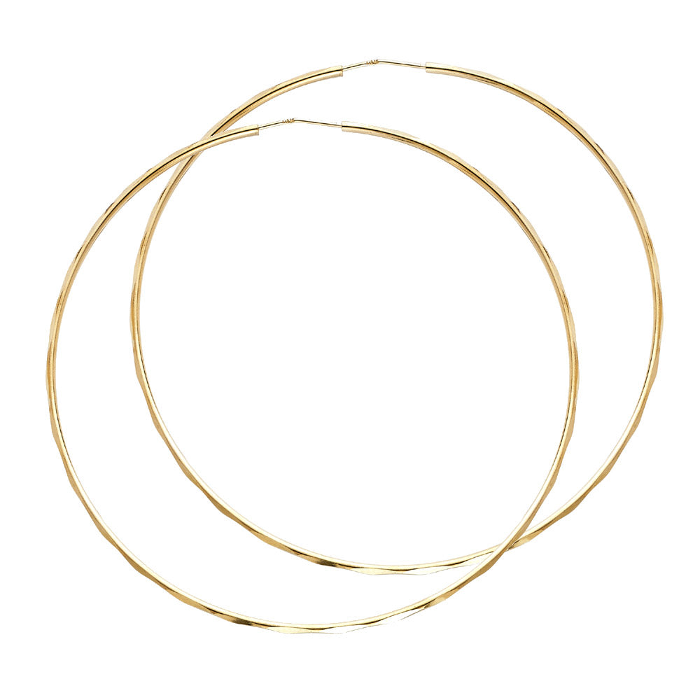 14K Yellow Gold 1.5 mm Faceted Round Tube Hoop