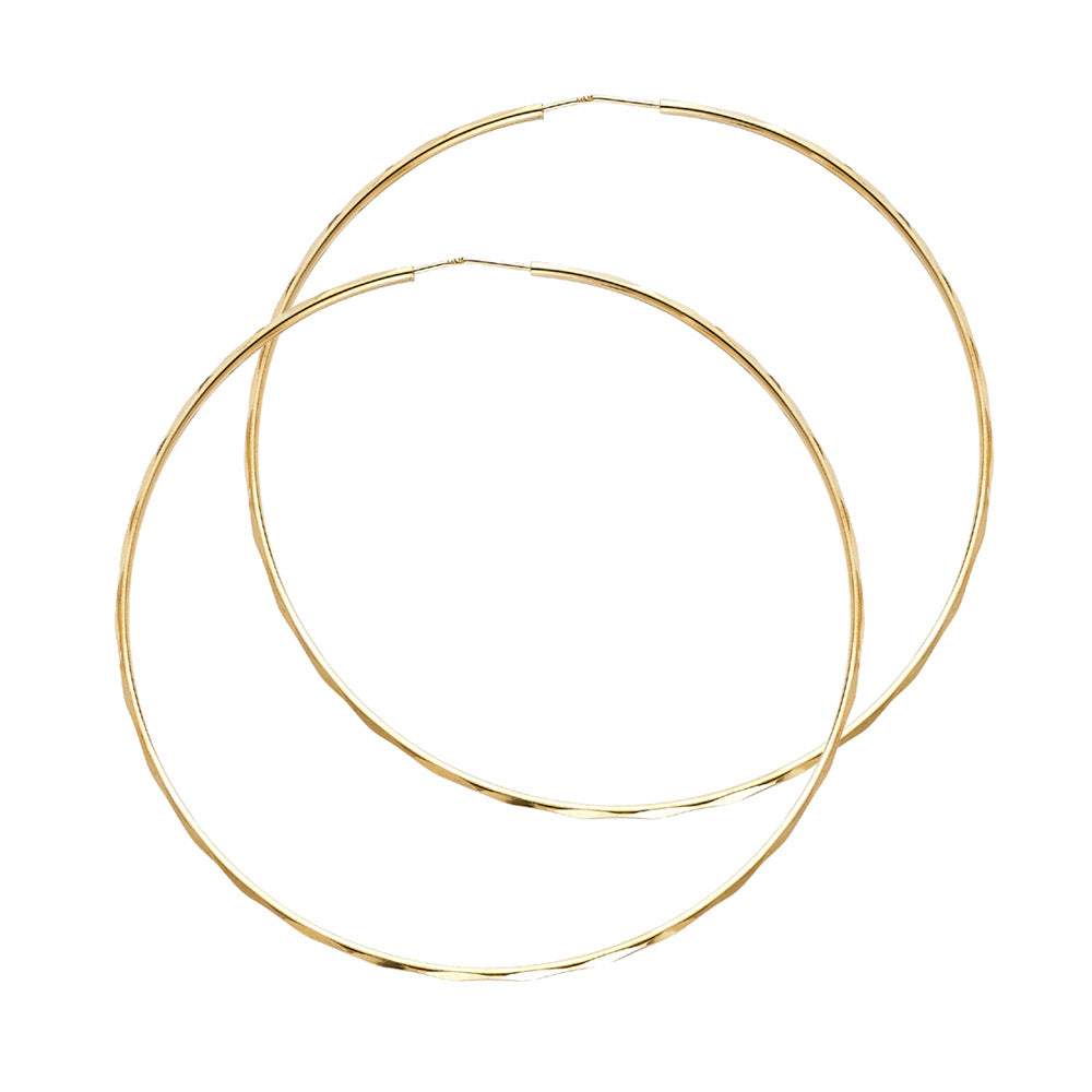 14K Yellow Gold 1.5 mm Faceted Round Tube Hoop